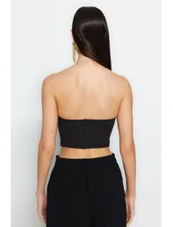 Crop Top - Black - Plain - 4