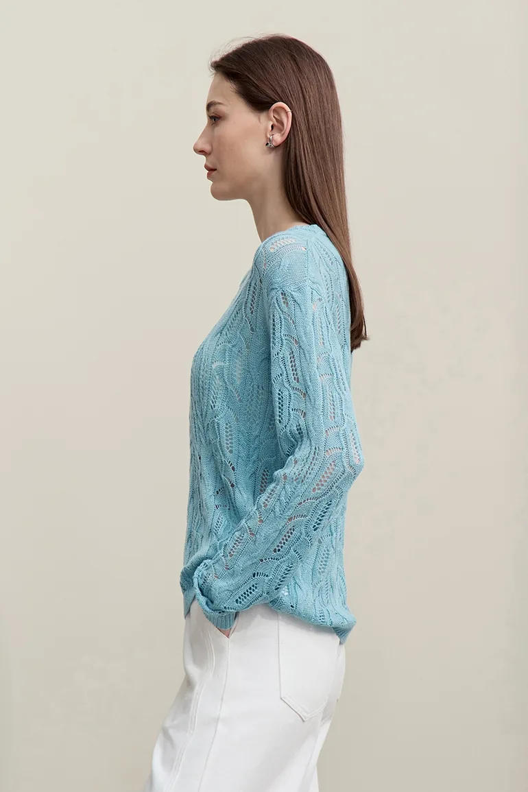 Hollow Floral Knitted Sweater - 3