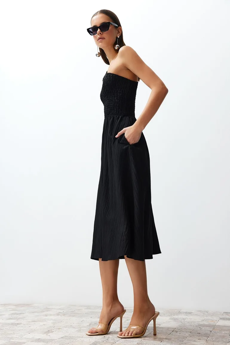 Black Woven Dress - 1
