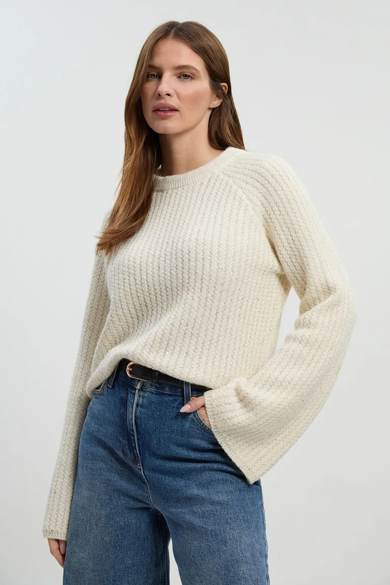 Sequin Knit Tie Bow Jumper