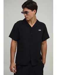 Regular Fit Fruit Back print Short Sleeve Shirt - black