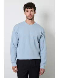 Light Blue Waffle Long Sleeve Jumper