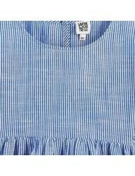 Striped Crew Neck Blouse with Long Puff Sleeves - 2