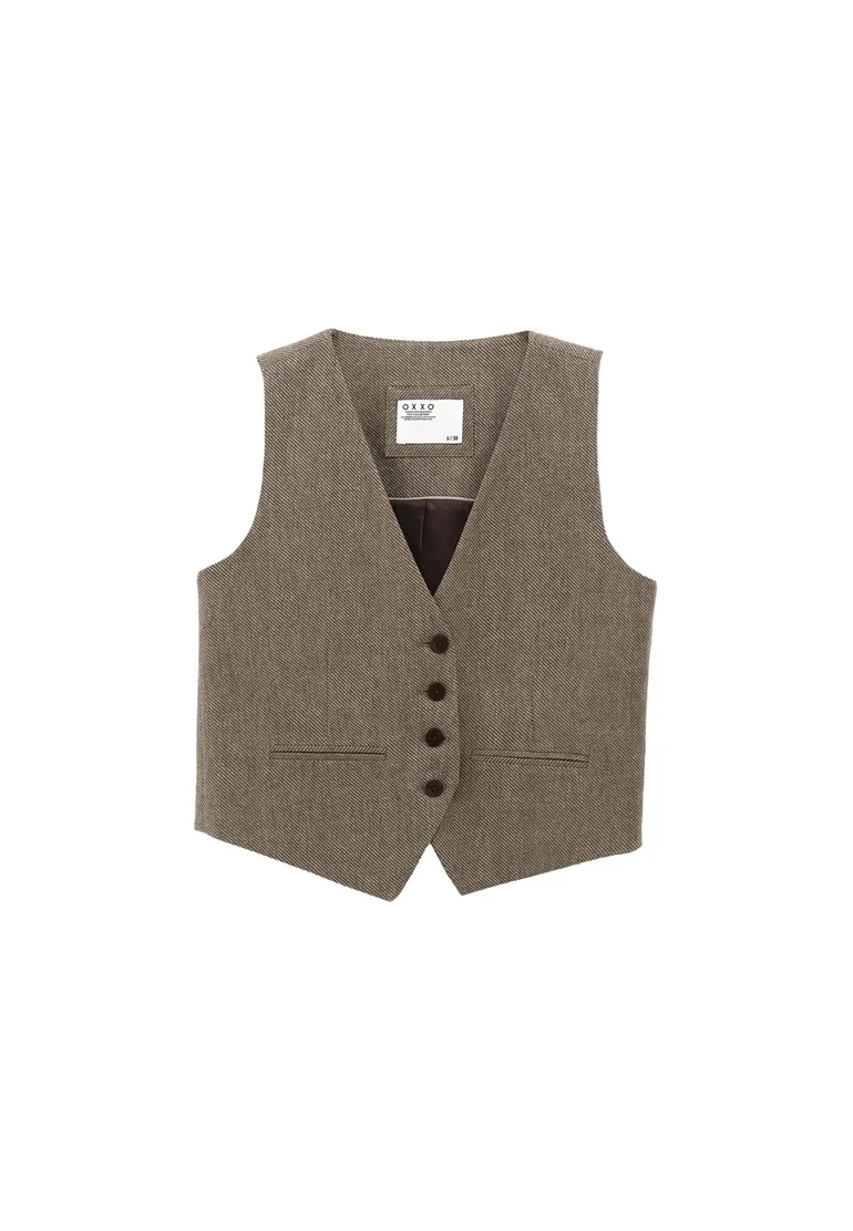 V Neck Wool Vest - FALCON - 6