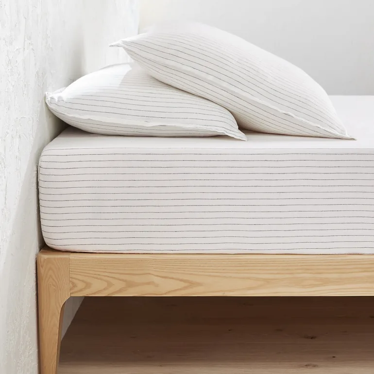 Linot Striped Washed Linen 35cm Flap Fitted Sheet