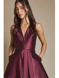 Coast Honoured Sleeveless Plunge Waterfall Twill Maxi Bridesmaid Dress - 1