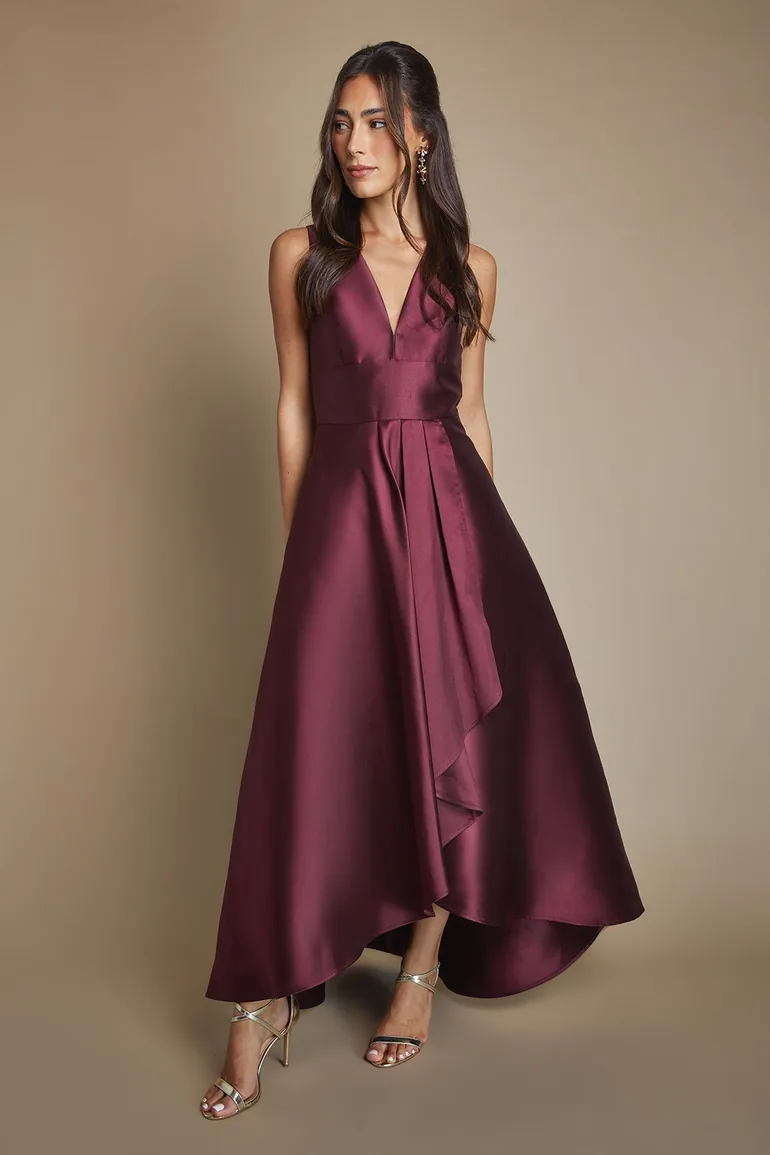 Coast Honoured Sleeveless Plunge Waterfall Twill Maxi Bridesmaid Dress - 3