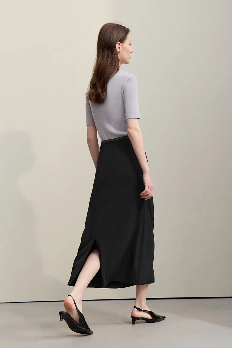 Pleated Slit Skirt - 3