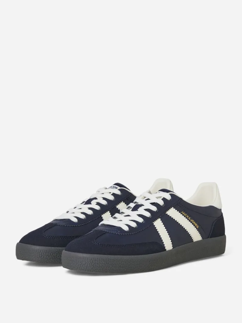 Men Navy Blue Lace Up Suede Sneakers - 3