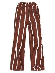 Choc Brown Striped Wide Leg Trousers - 4