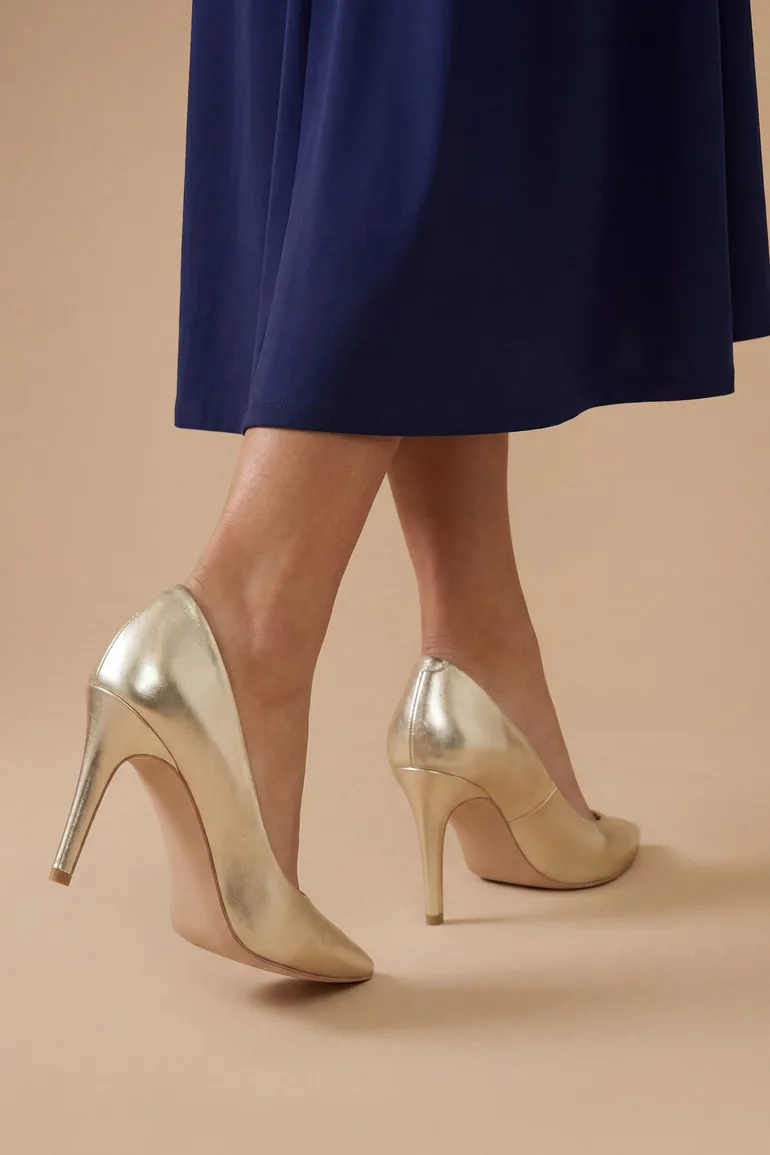 Keira Faux Metallic Leather High Heel Court Shoes - 1