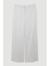 Structured Viscose Satin Tailored Wide Leg Trousers - 3