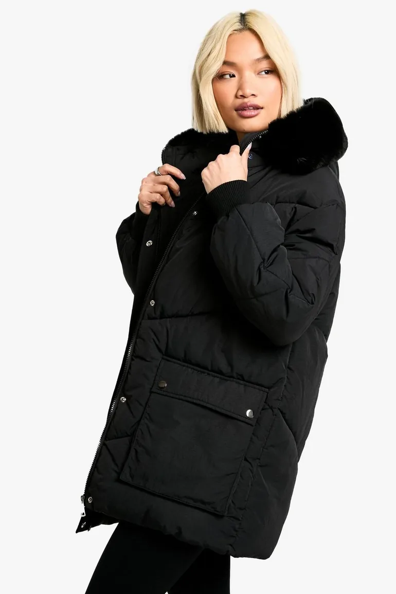 Faux Fur Hooded Parka -