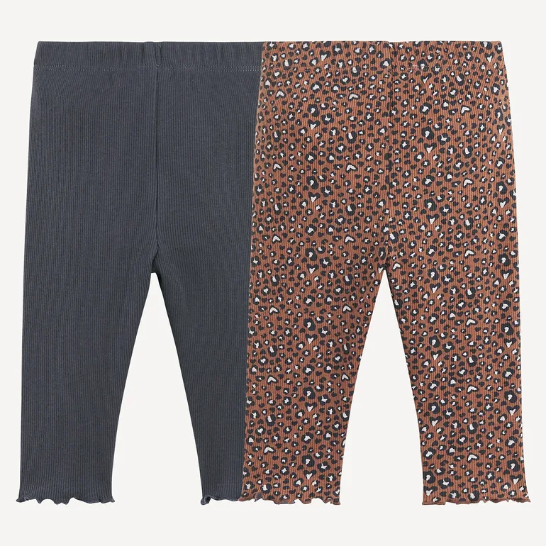Pack of 2 Leggings in Ribbed Fabric - 1