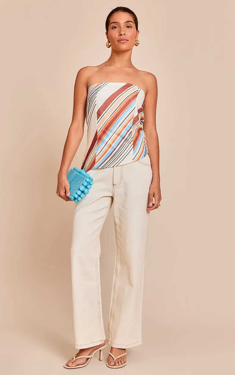 Petite Multi Stripe Bandeau Top