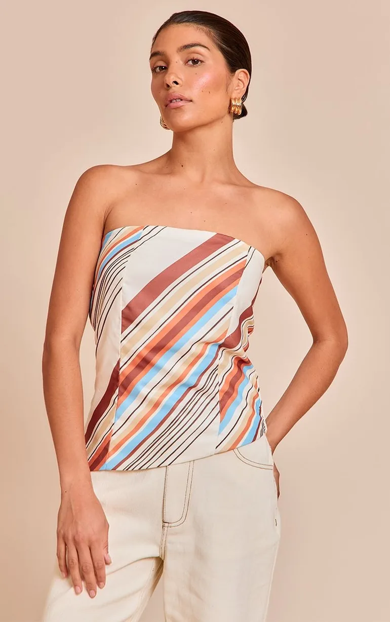 Petite Multi Stripe Bandeau Top - 5