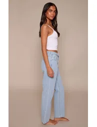PRETTYLITTLETHING Light Blue Wash High Waist Straight Leg Jeans - 1
