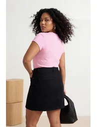 Pink V-Neck Buttoned Camisole Knitted Plus Size Blouse - 5