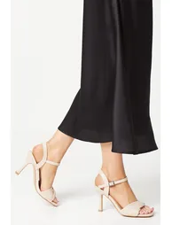 Wide Fit Sally Two Part Twist Detail Heeled Sandals