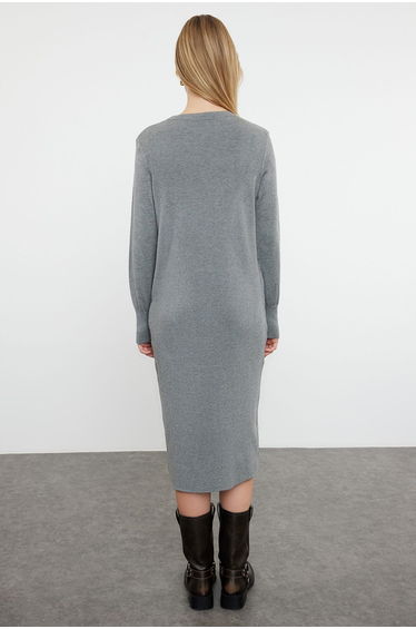 Anthracite Maxi Knitwear Premium Yarn/Special Yarn Dress product thumbnail 2
