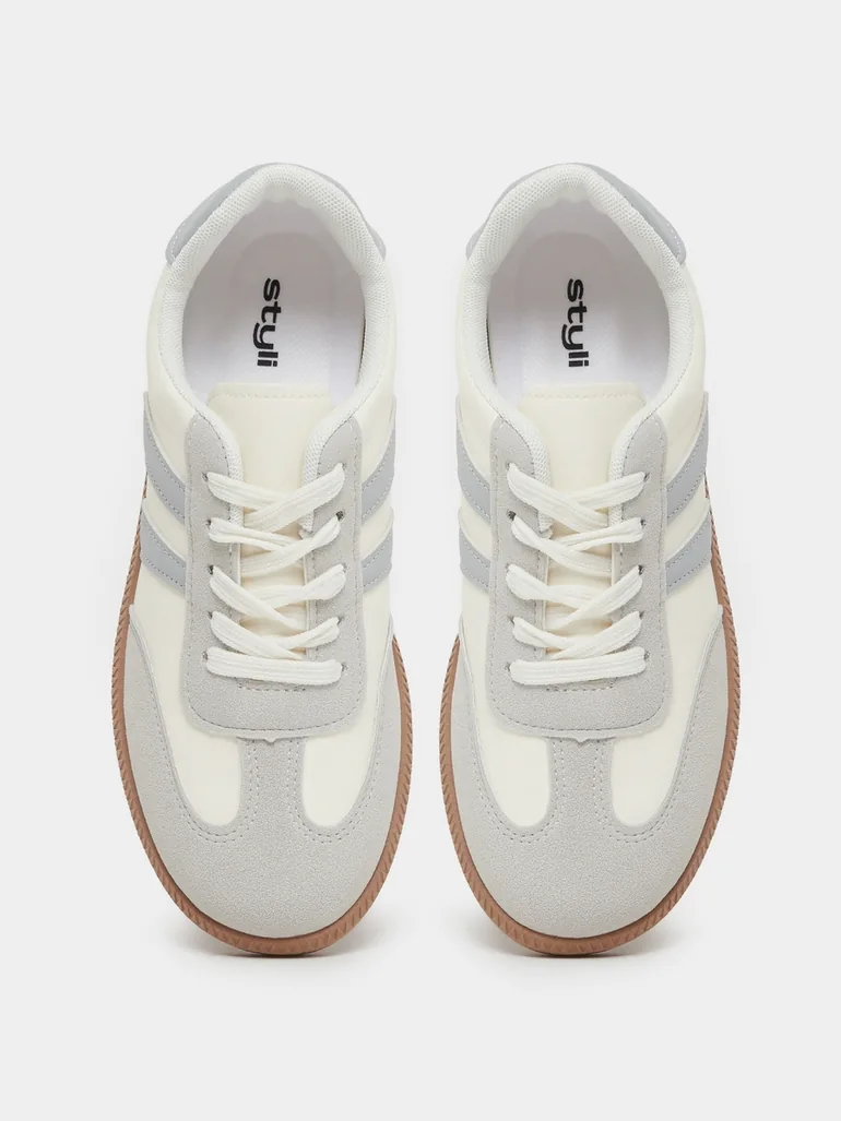Panelled Lace Up Sneakers - 4