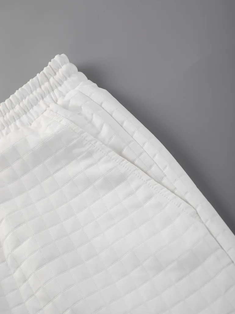 طقم شورت و قميص رجالي بأكمام قصيرة بسحاب أمامي - أبيض - 4