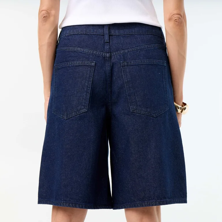 Knee-length denim Bermuda shorts BLUE - 4