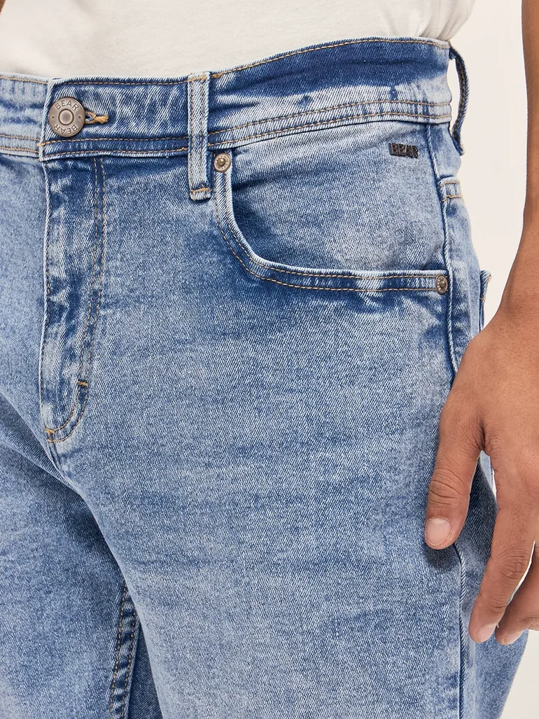 Men Cotton Mid Rise Slim Fit Jeans - 1