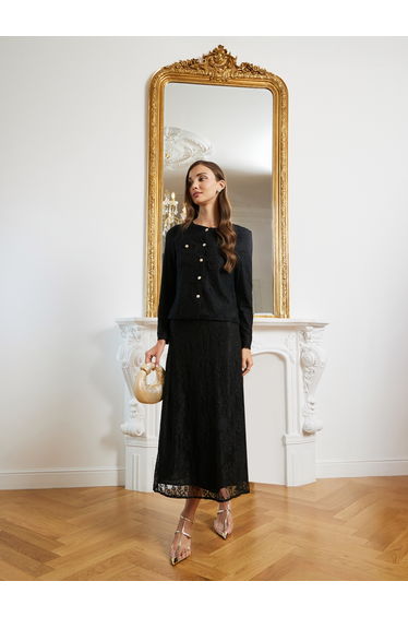 Women Regular Fit Lace Overlay Jacket