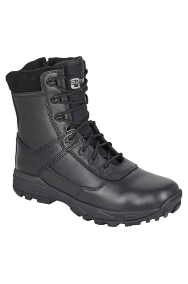 Grafters Mens Tiger Leather Combat Boots - Black