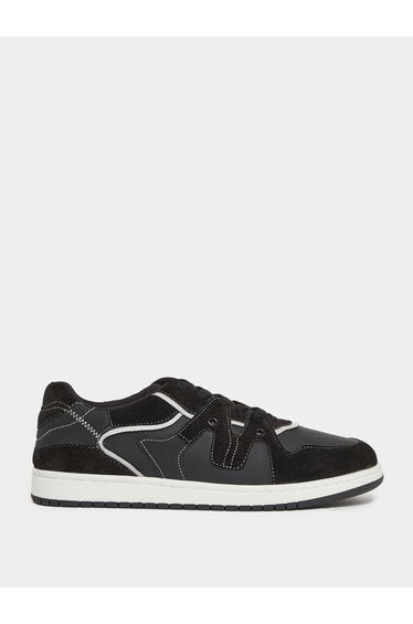 Men Black Suede Panel Sneakers