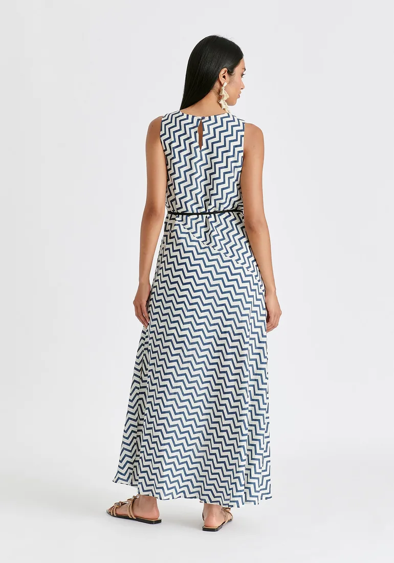 chinese dress ladies Bria Zigzag Stripe Plunge Neck Maxi Knit Dress main image 0