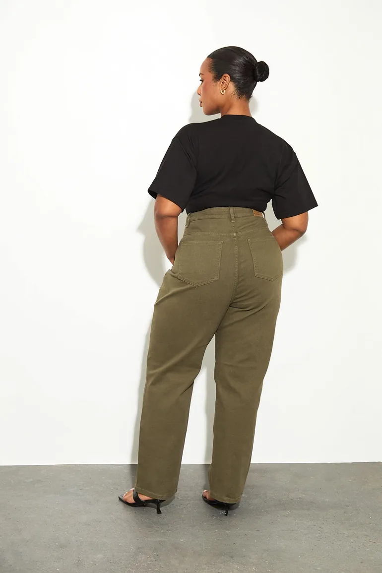 The Plus High Waist Mom Jean - khaki - 2