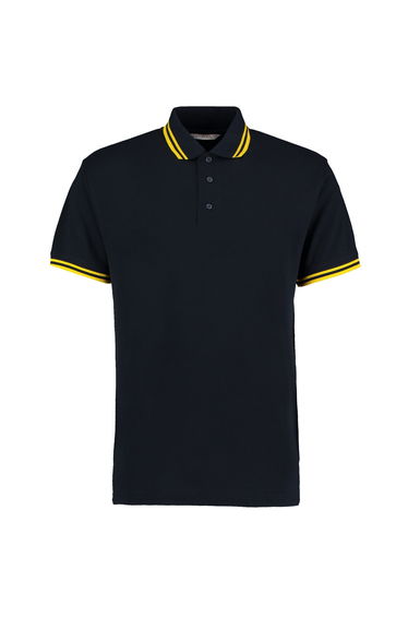 Kustom Kit Mens Tipped Cotton Pique Polo Shirt - Navy/Yellow