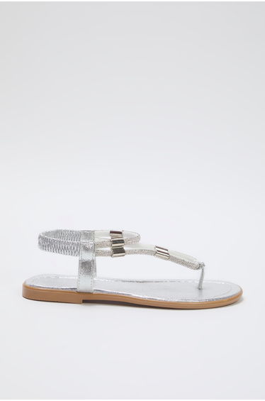 Silver Stone Flip Flops Ankle Elastic Women's Sandals
