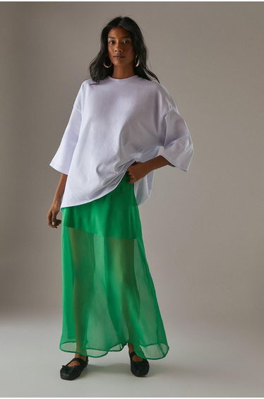 Chiffon High Waisted Short Lining Maxi Skirt