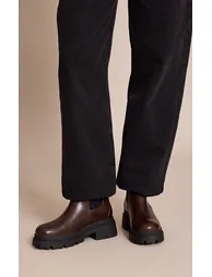 Chocolate PU Chunky Sole Chelsea Boots