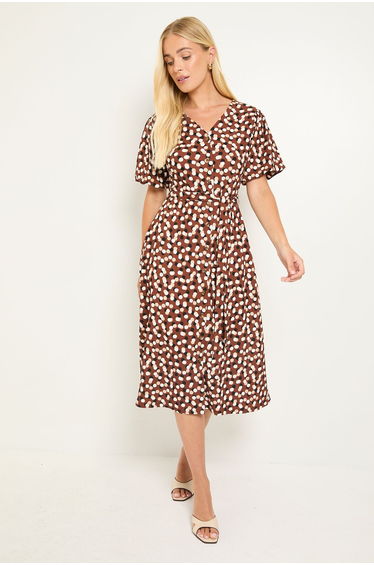 Spot Petite Jersey Button Midi Dress