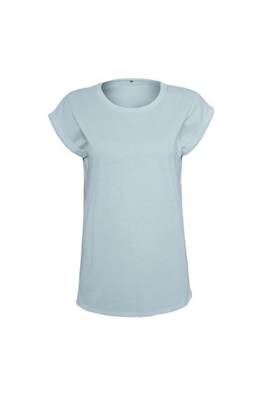 Build Your Brand Womens/Ladies Extended Shoulder T-Shirt - Powder Blue