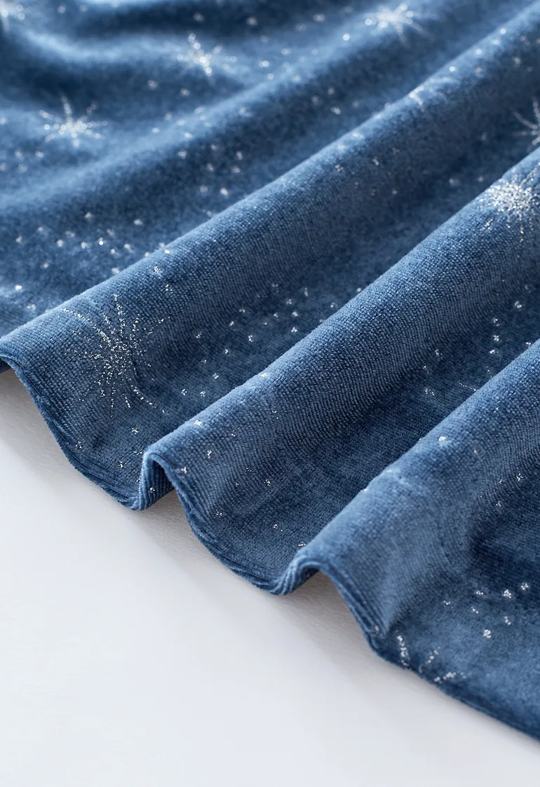 Sparkling Stars Self-Tie Velvet Hooded Cloak Halloween Costumes - 5