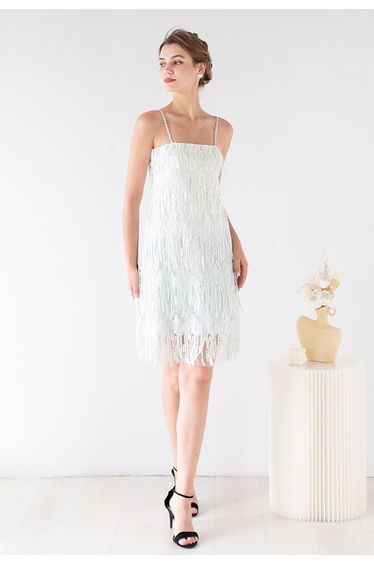 Crochet Fringe Cami Cocktail Dress