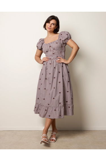 Gingham Milkmaid Midi Dress
