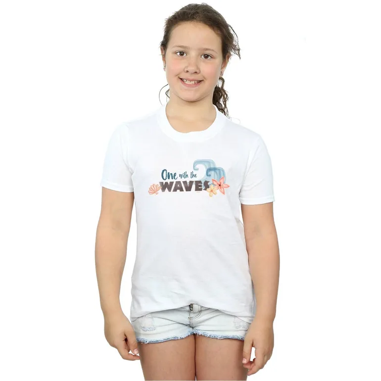 Disney Girls Moana One With The Waves Cotton T-Shirt - White