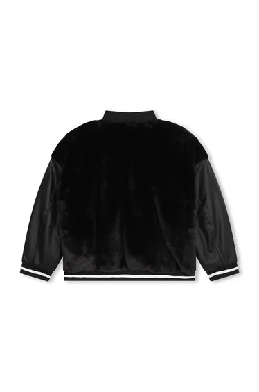 Dkny Mix Fabric Logo Bomber Jacket - black