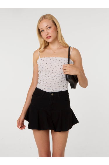 Polka Dot Mesh Ruch Bodysuit