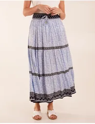 Contrast Printed Tiered Skirt - 1
