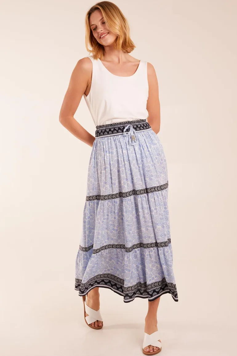 Contrast Printed Tiered Skirt