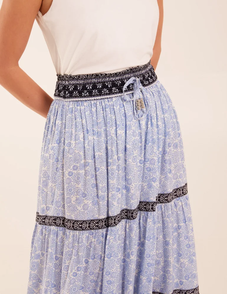 Contrast Printed Tiered Skirt - 2