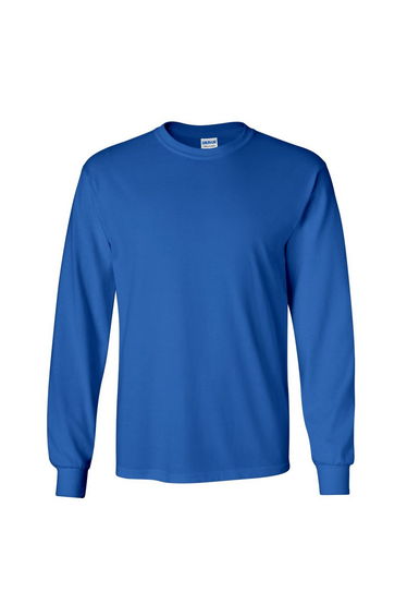 Gildan Mens Plain Crew Neck Ultra Cotton Long Sleeve T-Shirt - Royal