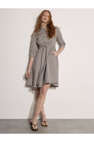 Cotton Stripe Shirt Mini Dress
